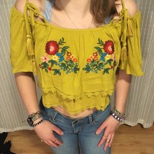Embroidered off the shoulder blouse